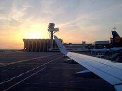 View from the plane arriving in Frankfurt airport